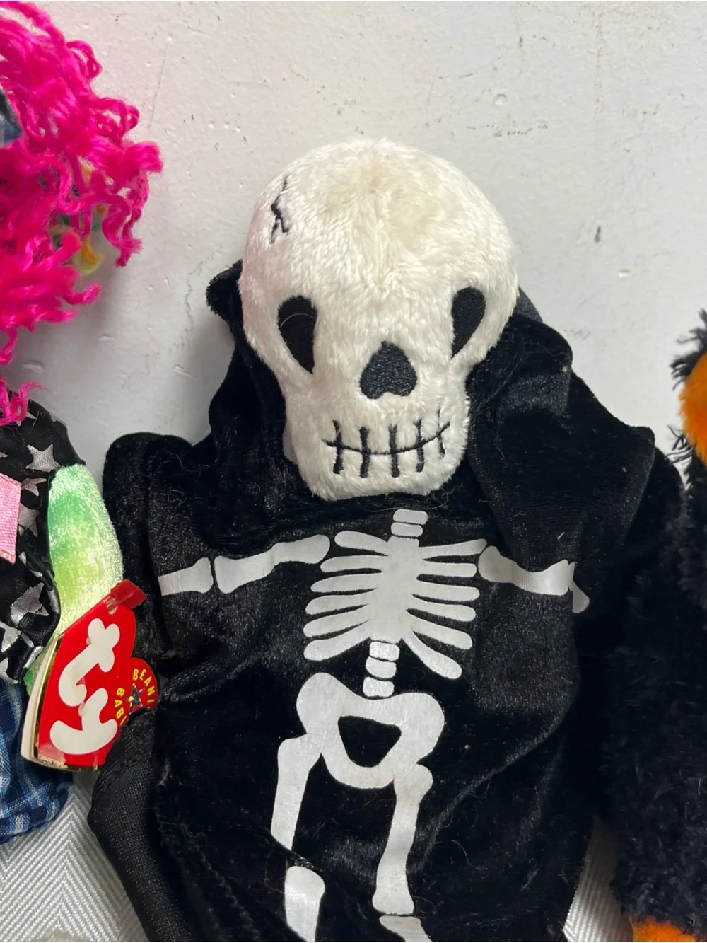 Ty Beanie Babies Halloween plush lot cat skeleton pumpkin bear Witch